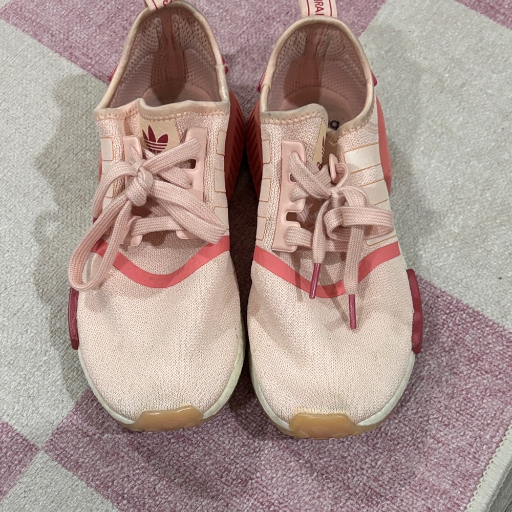 Adidas Women's Light Pink and Red Sneakers